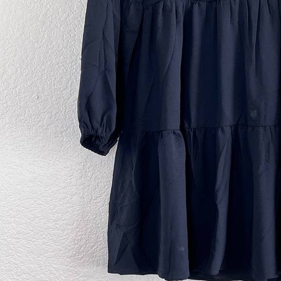 Black peasant boho v-neck mini dress size small - Picture 3 of 10